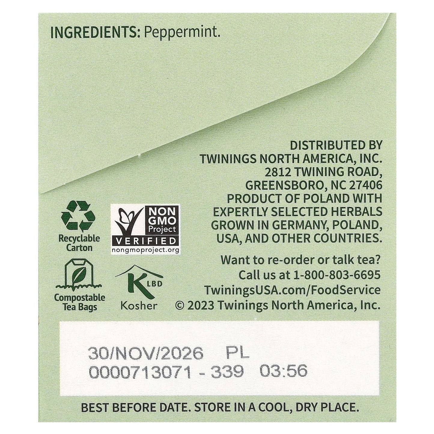 Twinings, Pure Herbal Tea, Pure Peppermint, Caffeine Free, 25 Tea Bags, 1.76 oz (50 g) - Image 2