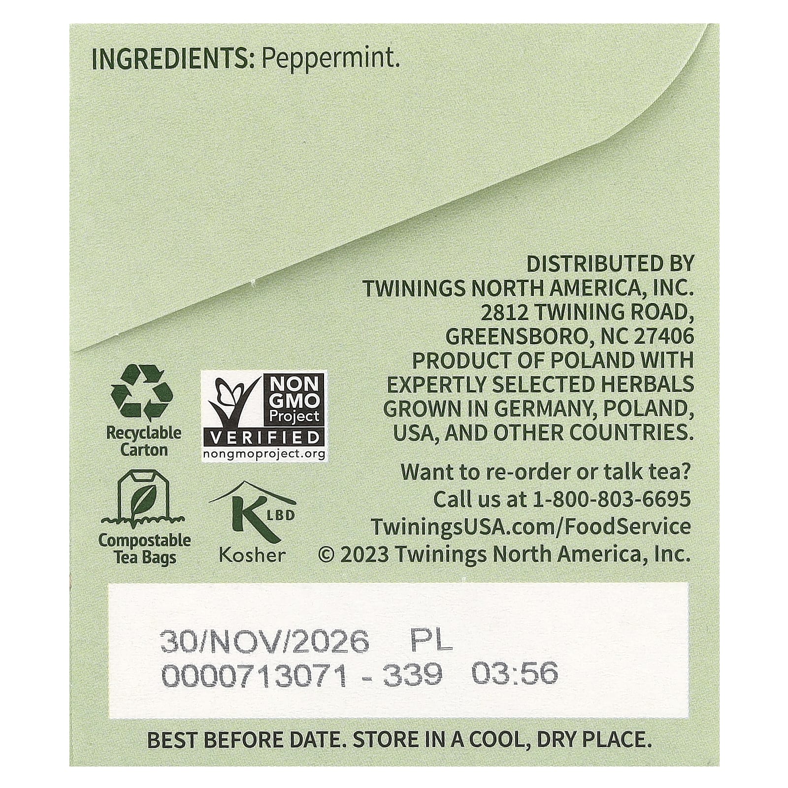 Twinings, Pure Herbal Tea, Pure Peppermint, Caffeine Free, 25 Tea Bags, 1.76 oz (50 g) - Image 2