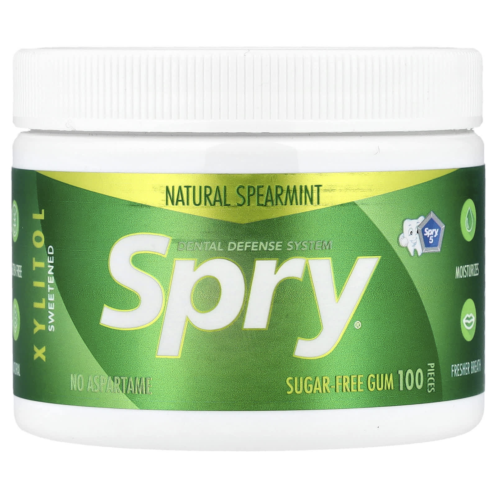 Xlear, Spry®, Sugar-Free Gum, Natural Spearmint, 100 Pieces - Image 1