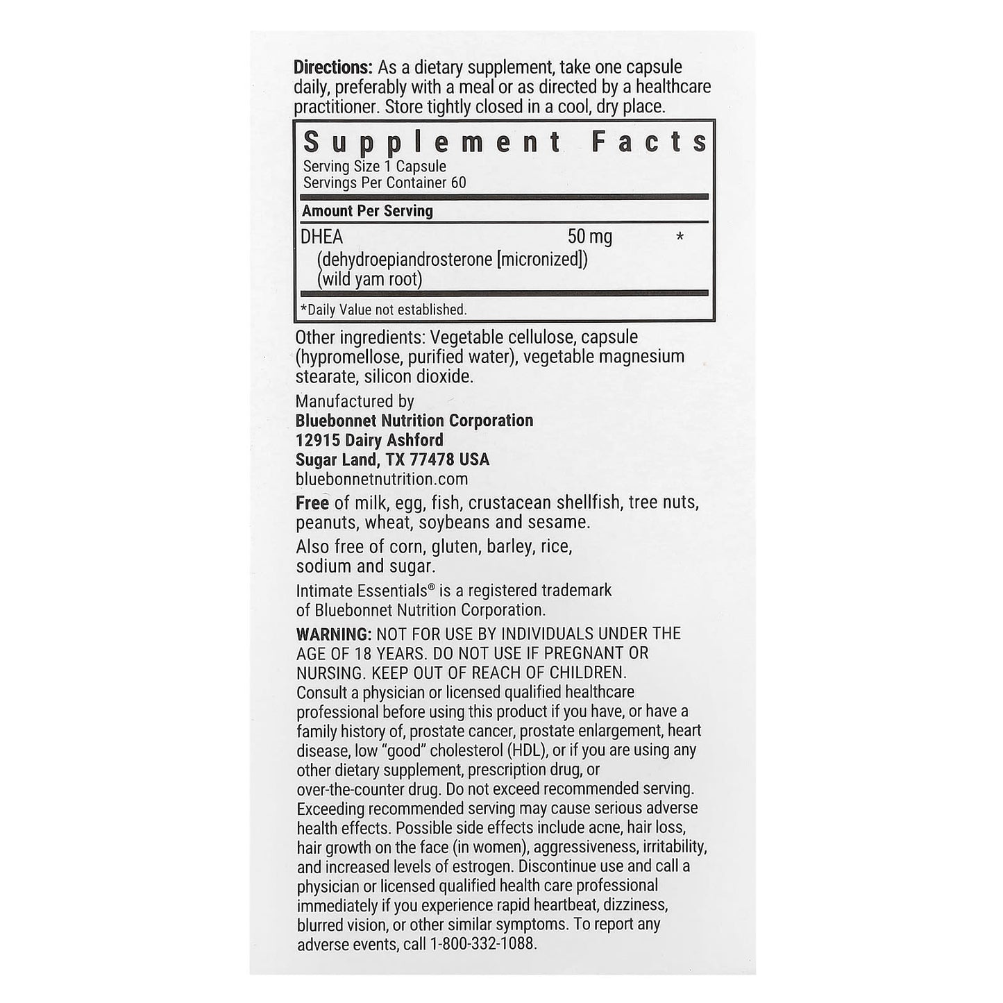 Bluebonnet Nutrition DHEA 50mg Capsules for Hormonal Balance - Image 2