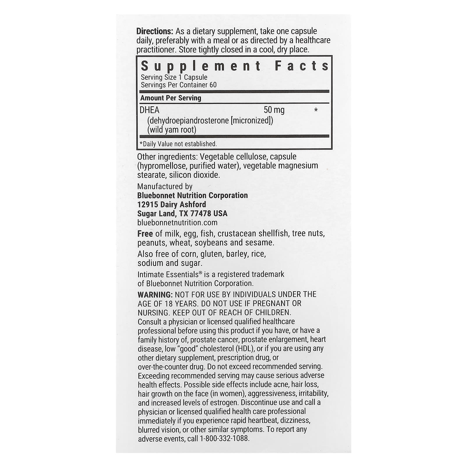 Bluebonnet Nutrition DHEA 50mg Capsules for Hormonal Balance - Image 2