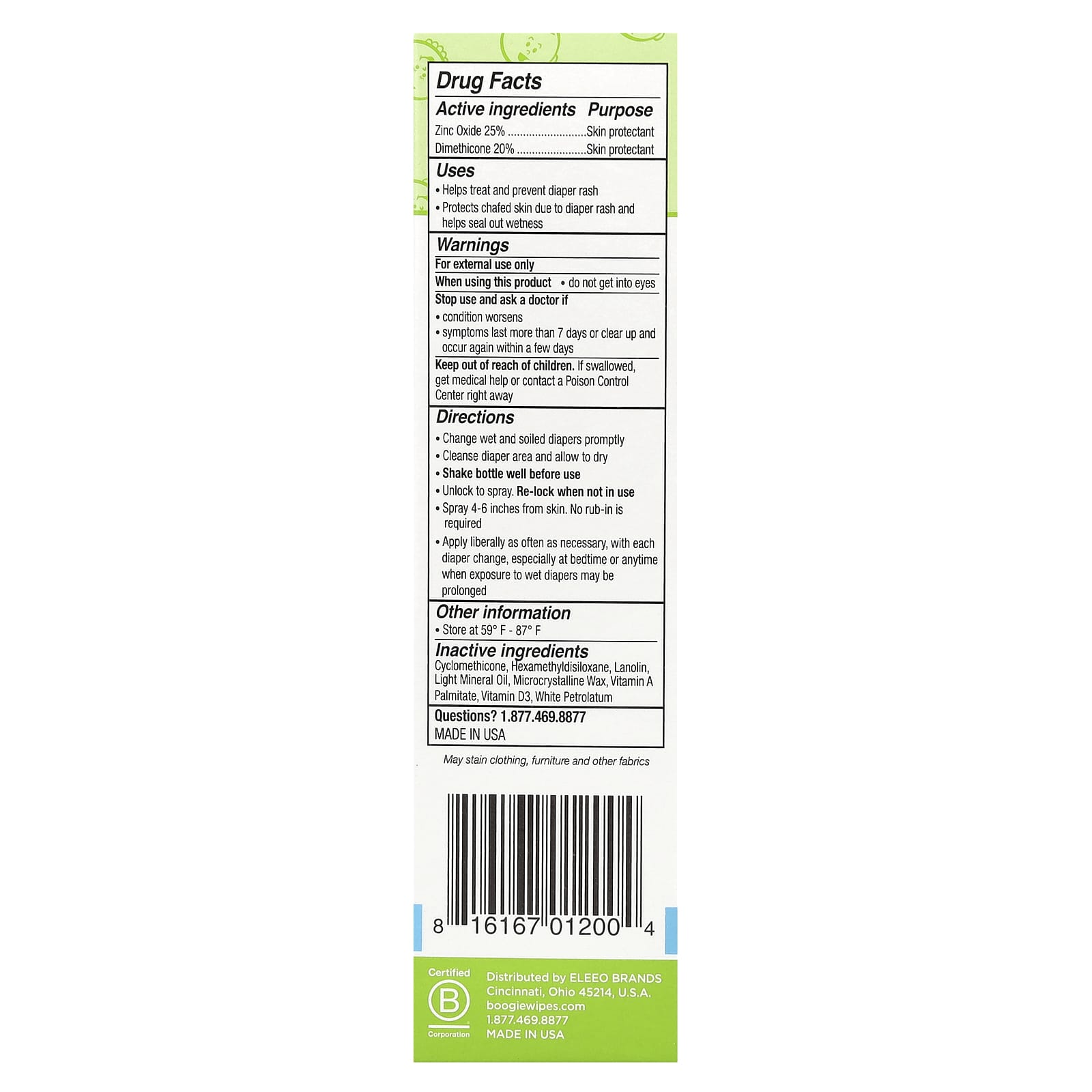 Boogie Wipes No-Rub Diaper Rash Spray 1.7 oz - Image 2