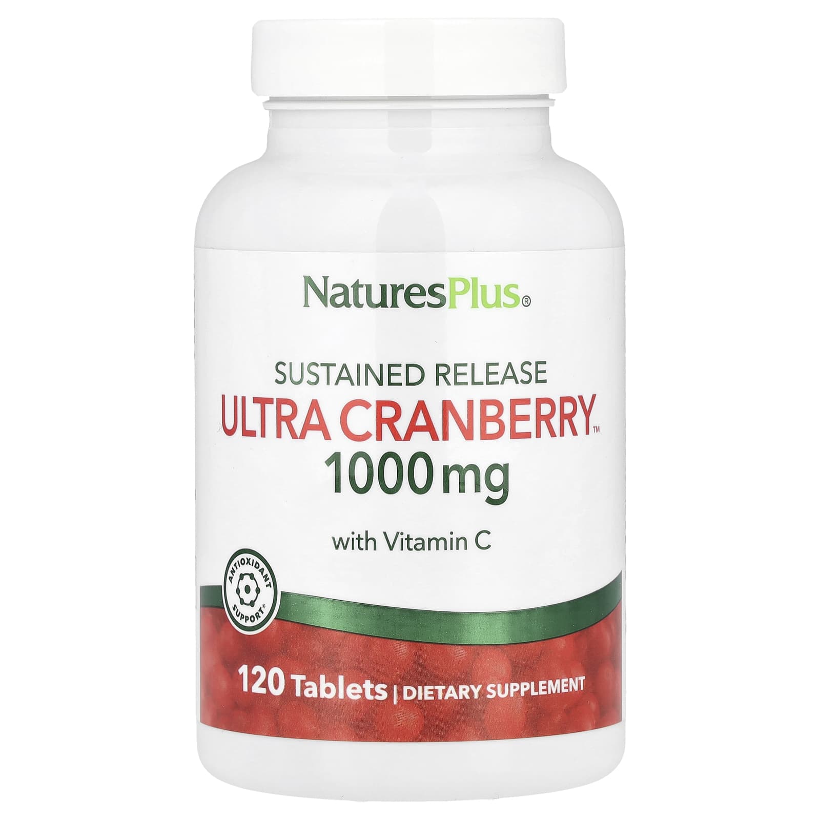 NaturesPlus, Sustained Release Ultra Cranberry™ with Vitamin C, 120 Tablets - Image 1