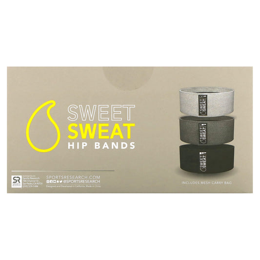 Sports Research, Sweet Sweat®, Hip Bands, Gray, 3 Bands - Image 1