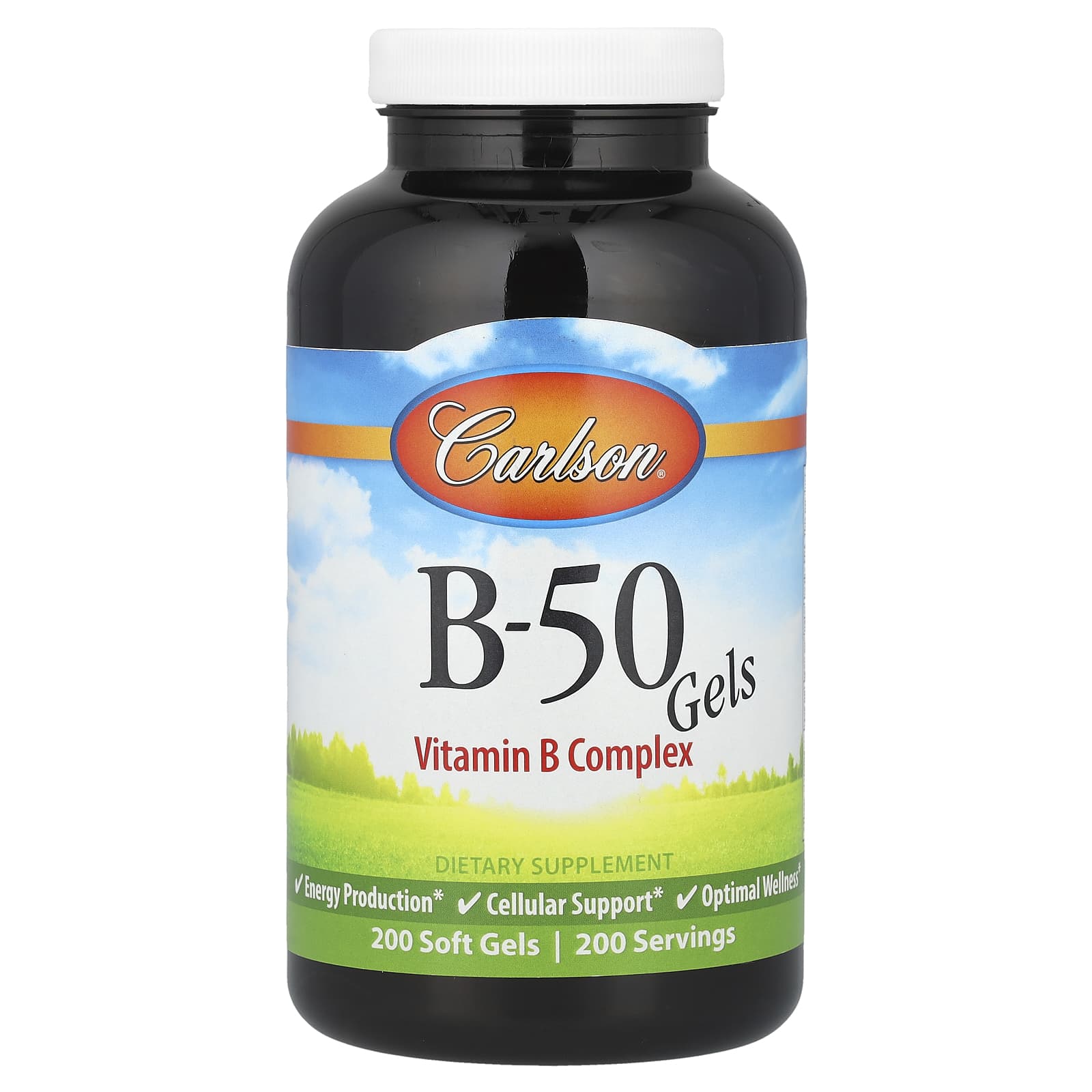 Carlson B-50 Gel Vitamin B Complex Energy & Wellness Supplement - Image 1