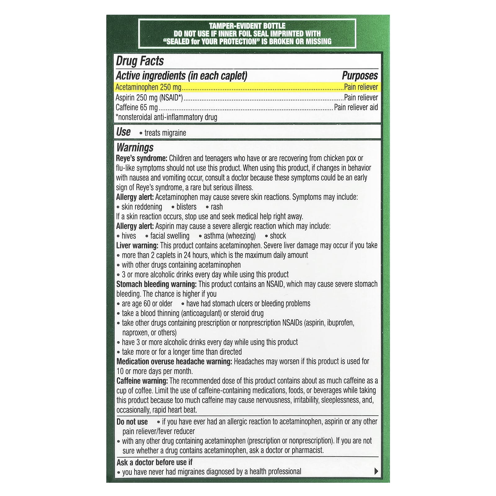 Excedrin Migraine Relief Caplets for Fast Pain Relief - Image 2