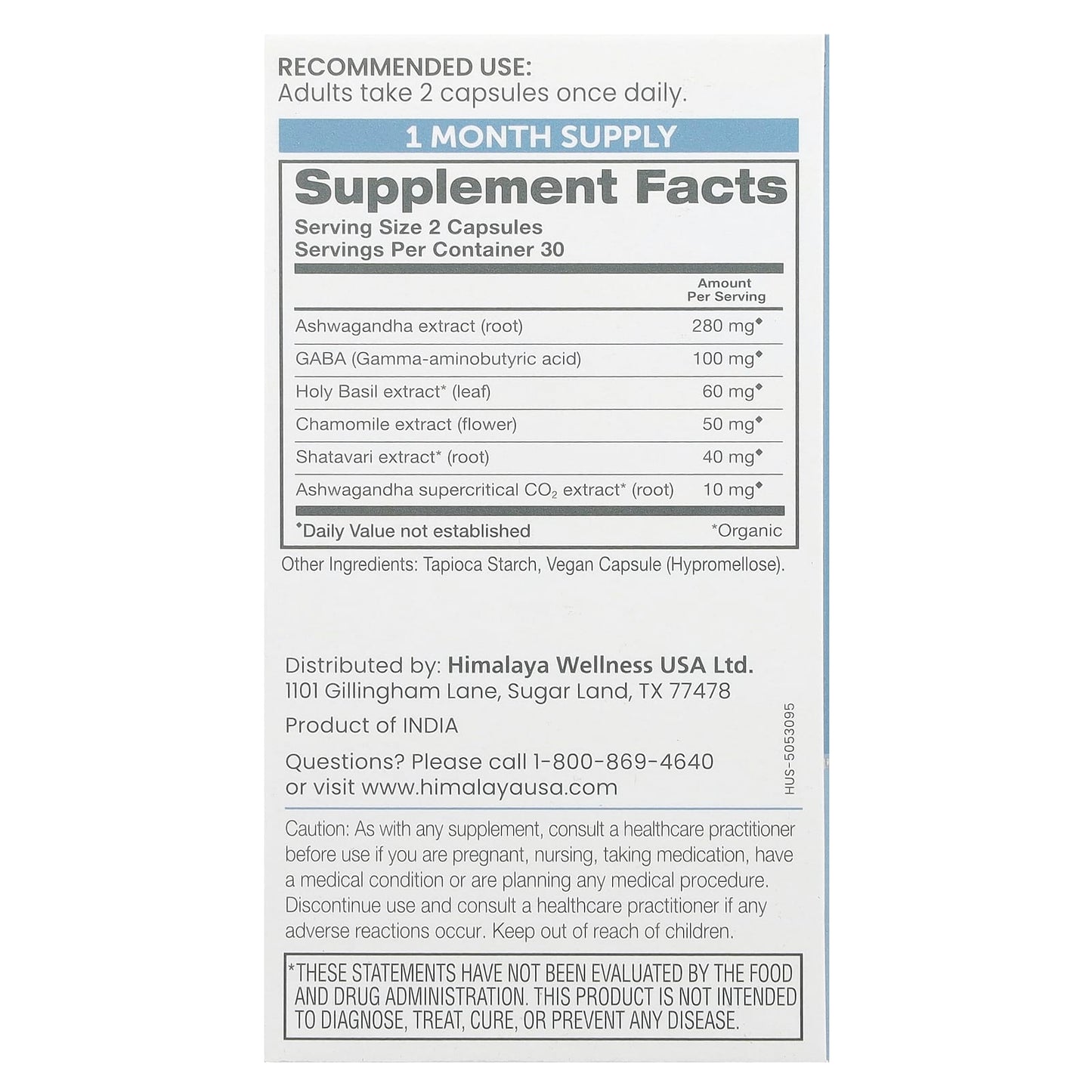Himalaya Ashwagandha Relax 60 Vegan Capsules for Stress Relief - Image 2