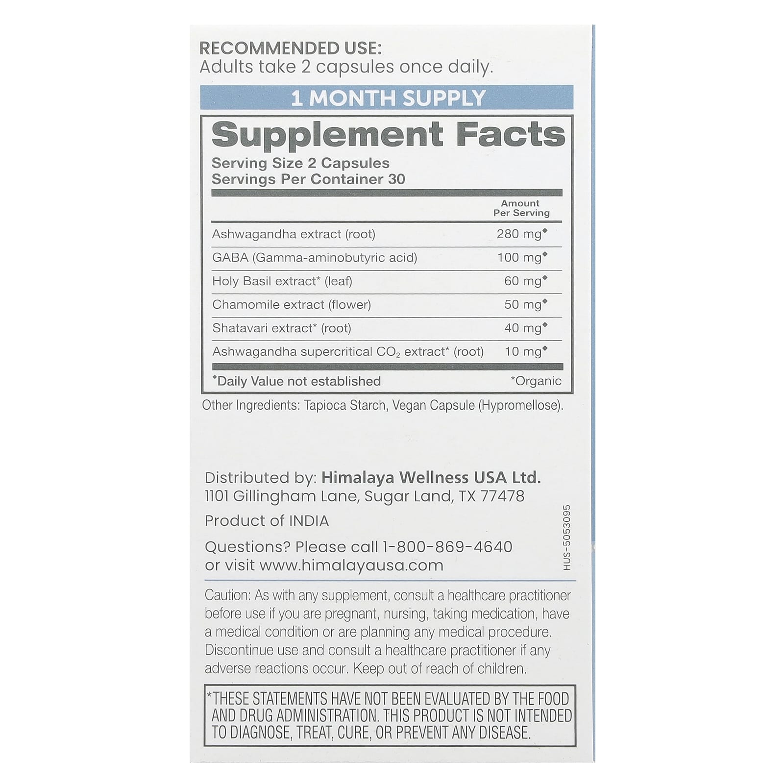 Himalaya Ashwagandha Relax 60 Vegan Capsules for Stress Relief - Image 2