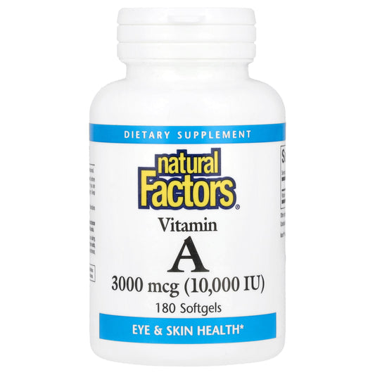 Natural Factors, Vitamin A, 3,000 mcg (10,000 IU), 180 Softgels - Image 1
