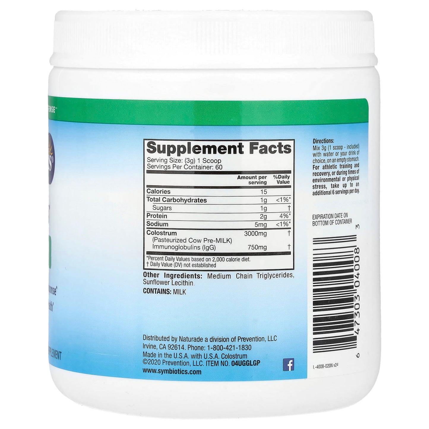 Symbiotics, Colostrum Plus® Powder, 6.3 oz (180 g) - Image 2