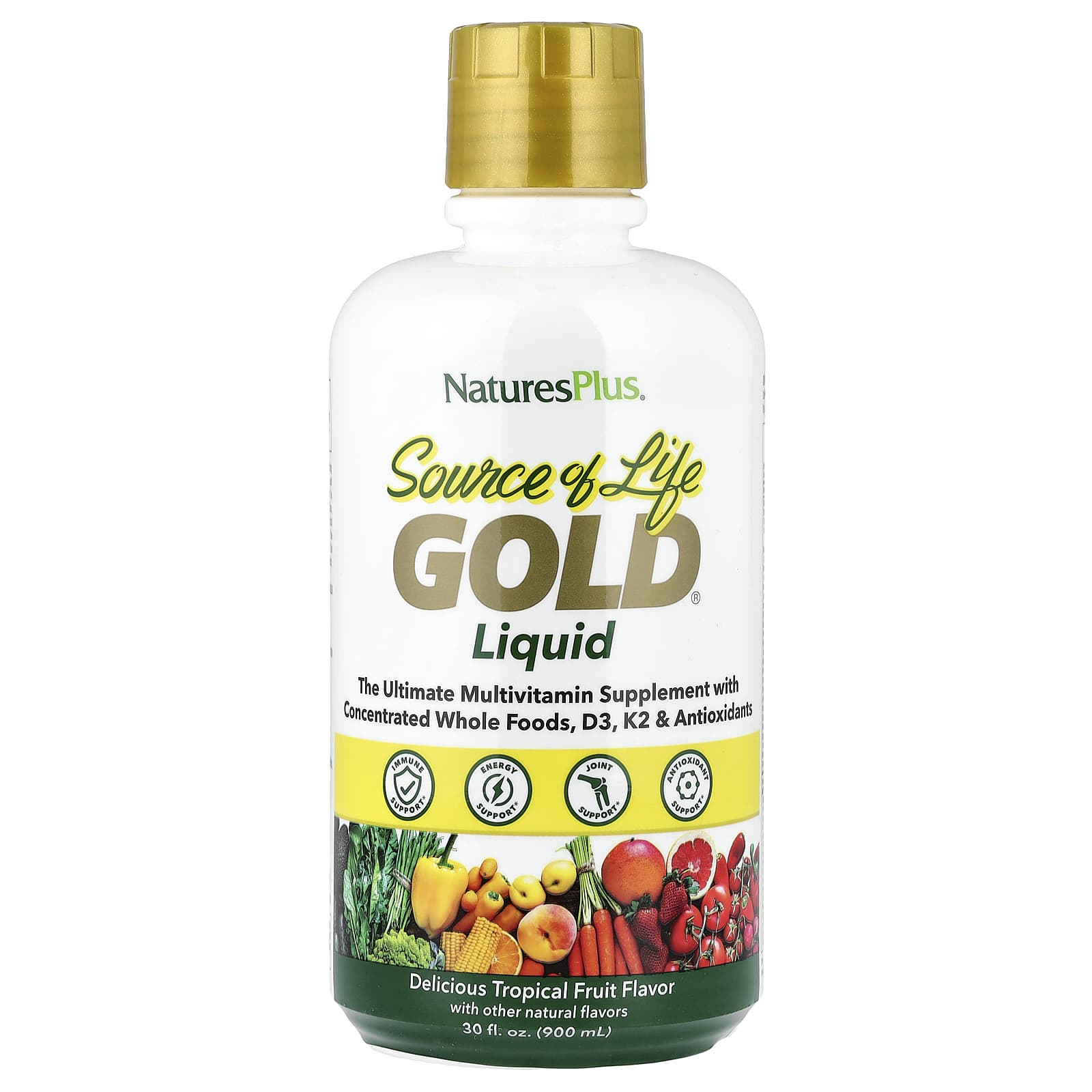 NaturesPlus, Source of Life Gold® Liquid, Tropical Fruit, 30 fl oz (900 ml) - Image 1