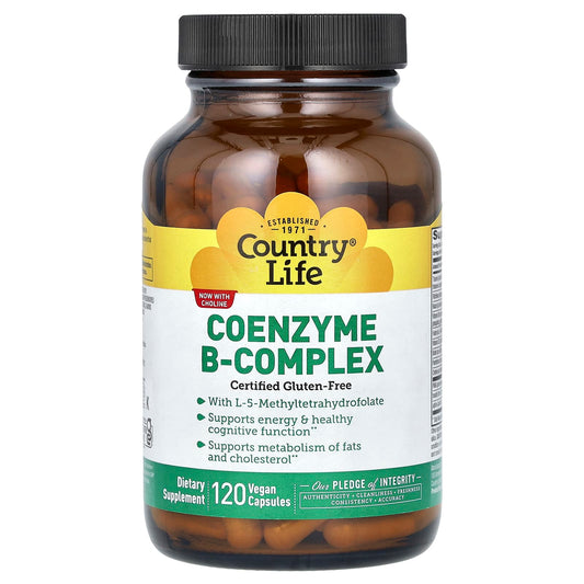 Country Life Coenzyme B-Complex 120 Vegan Capsules for Energy & Cognitive - Image 1
