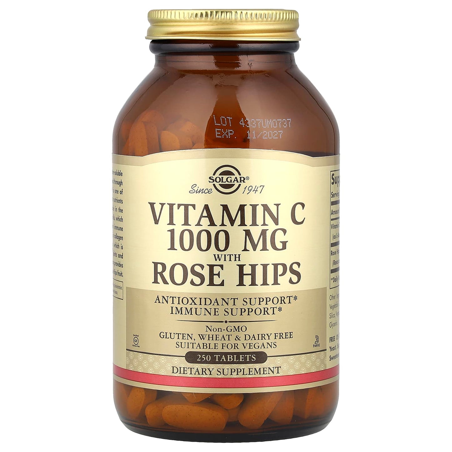 Solgar, Vitamin C with Rose Hips, 250 Tablets - Image 1