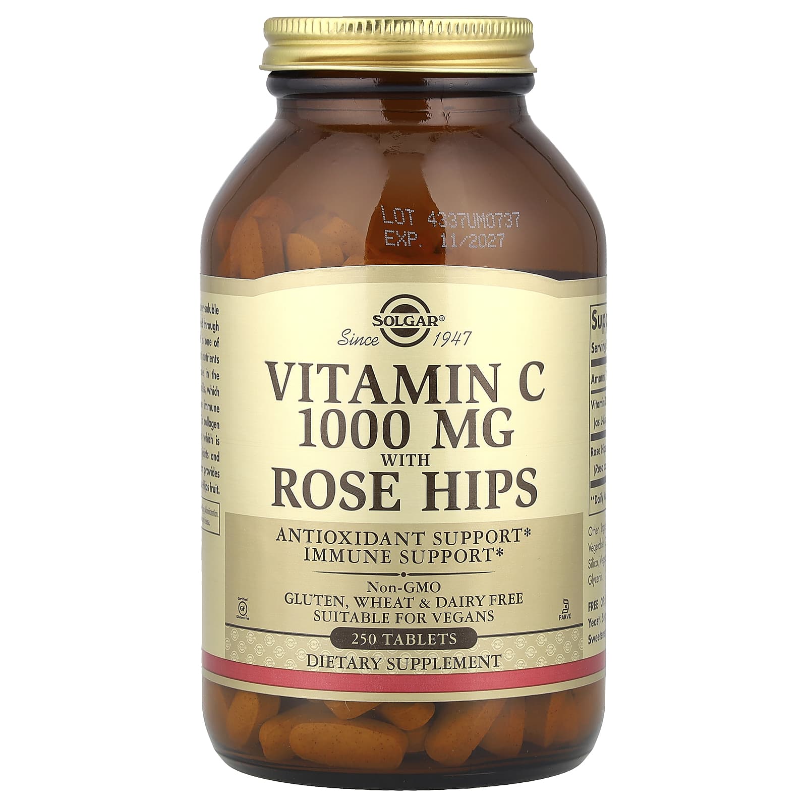 Solgar, Vitamin C with Rose Hips, 250 Tablets - Image 1