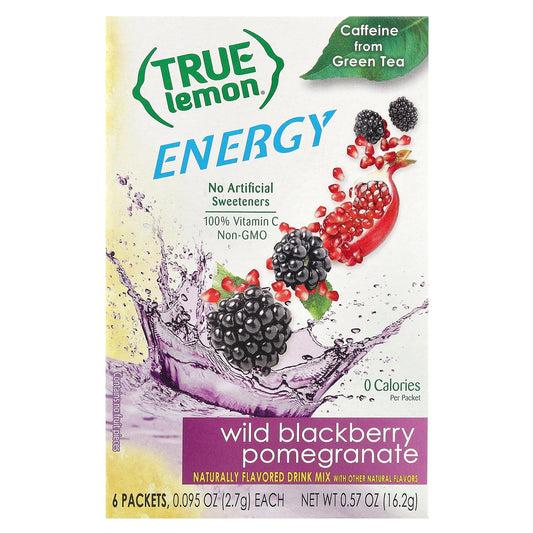 True Citrus, True Lemon®, Energy, Wild Blackberry Pomegranate, 6 Packets, 0.095 oz (2.7 g) Each - Image 1