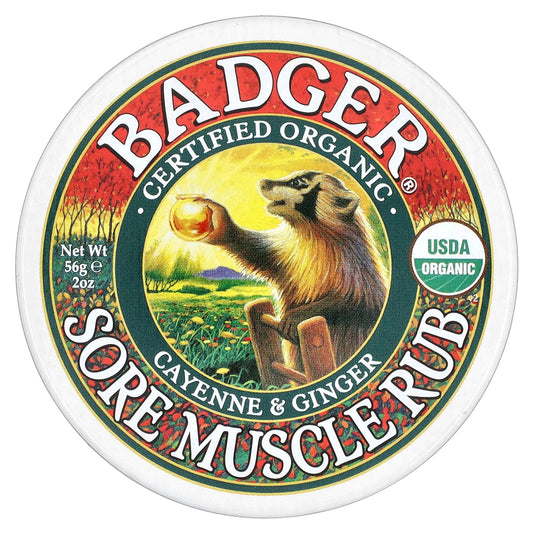 Badger Organic Sore Muscle Rub with Cayenne & Ginger, 2 oz - Image 1