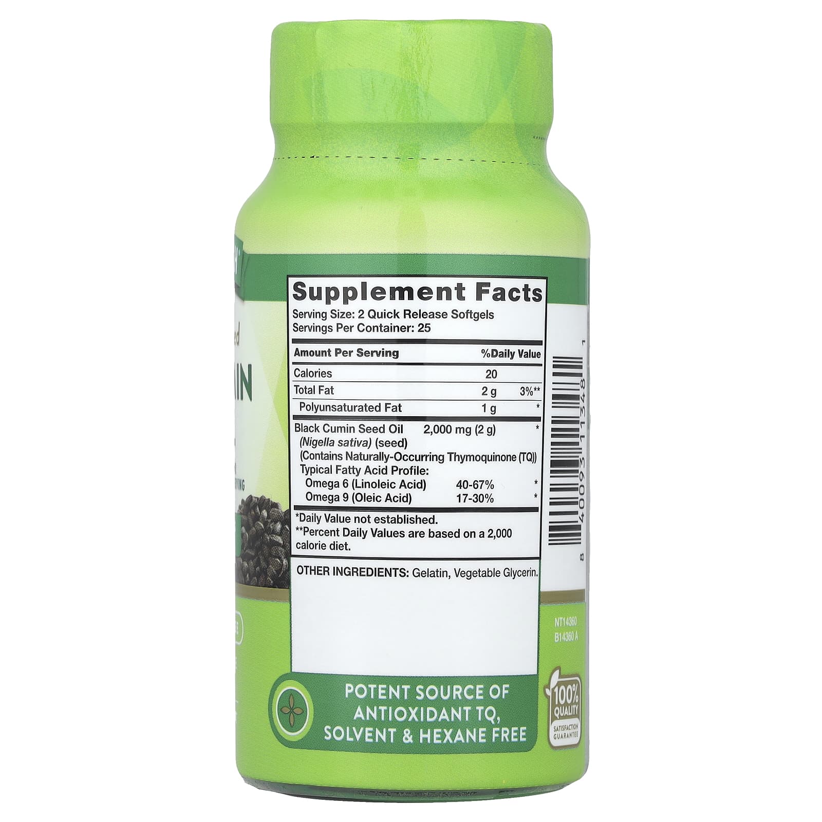 Nature's Truth, Black Cumin Seed Oil, 50 Quick Release Softgels (1,000 mg per Softgel) - Image 2