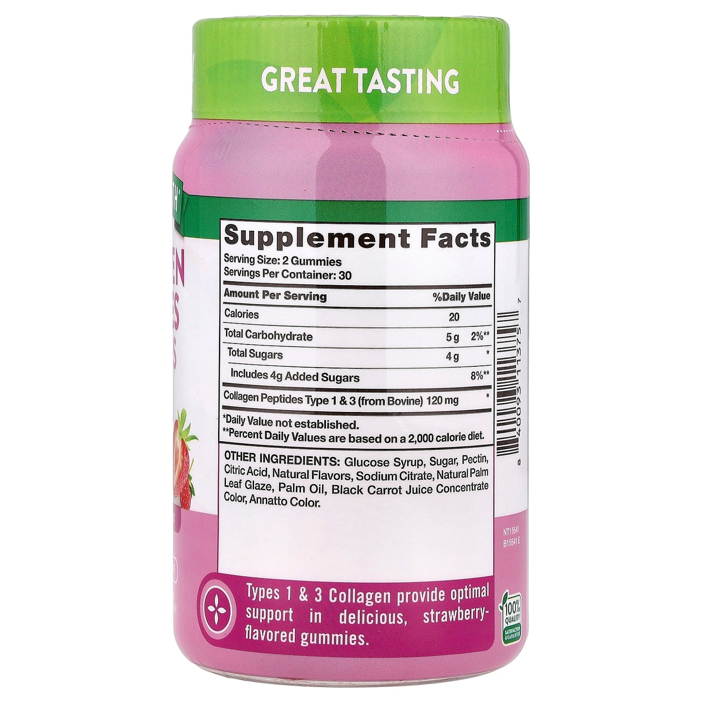 Nature's Truth, Collagen Peptides Gummies, Type 1 + 3, Delicious Strawberry, 60 Gummies - Image 2