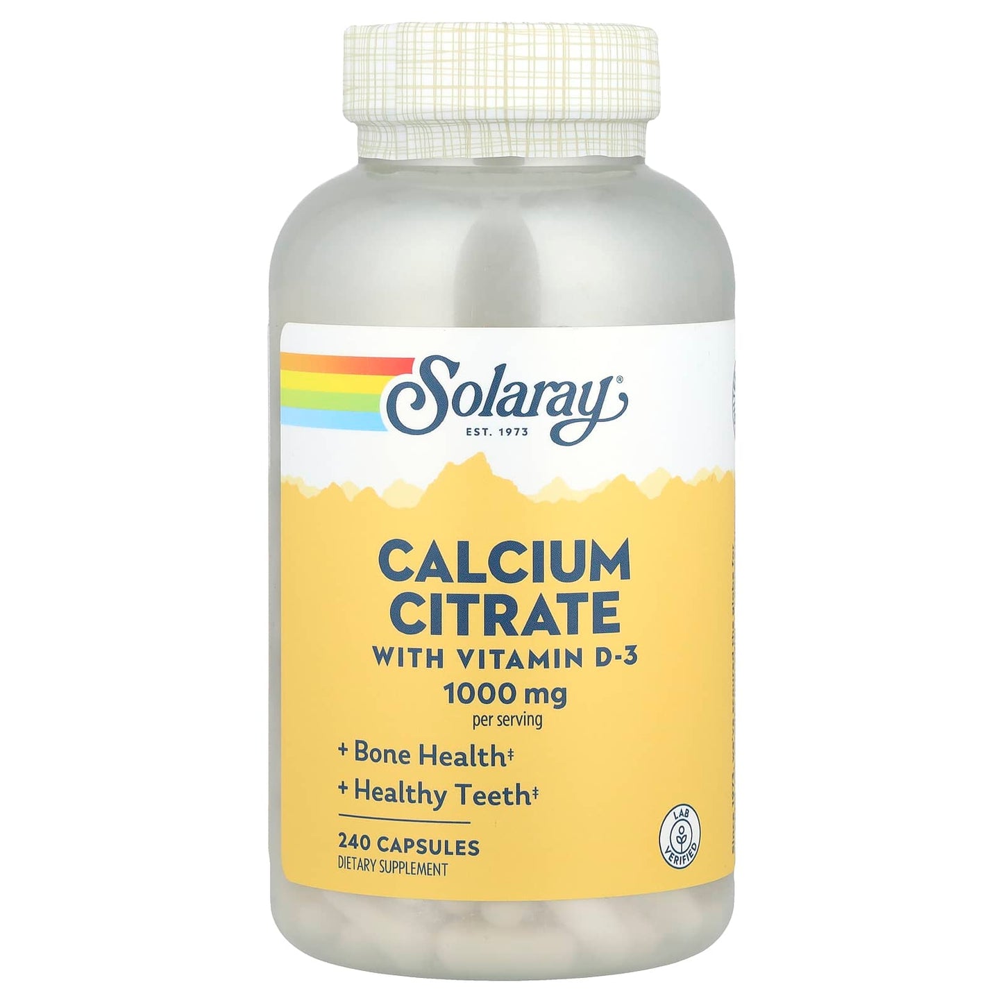 Solaray, Calcium Citrate with Vitamin D-3, 1,000 mg, 240 Capsules (250 mg per Capsule) - Image 1