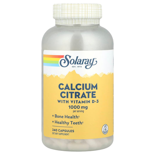Solaray, Calcium Citrate with Vitamin D-3, 1,000 mg, 240 Capsules (250 mg per Capsule) - Image 1