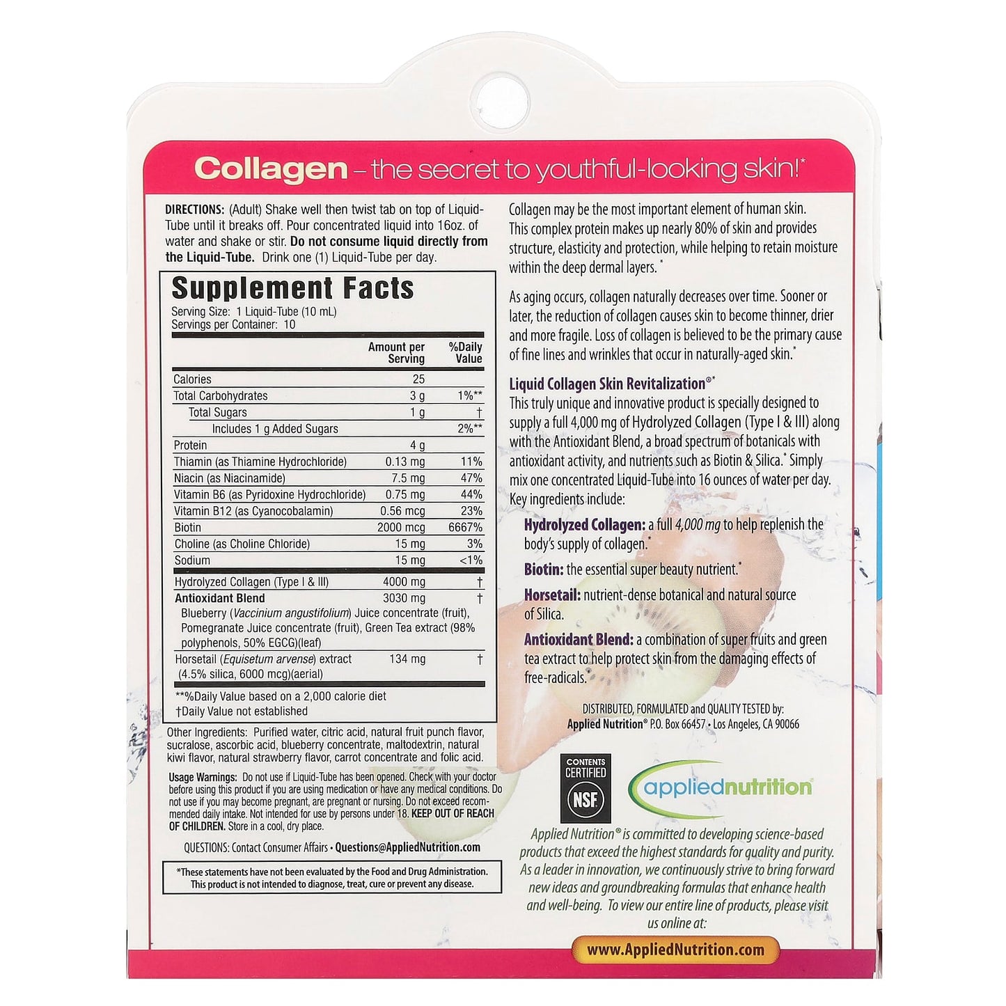 Liquid Collagen Skin Revitalization with Collagen & Biotin by Applied Nutrition - Image 2