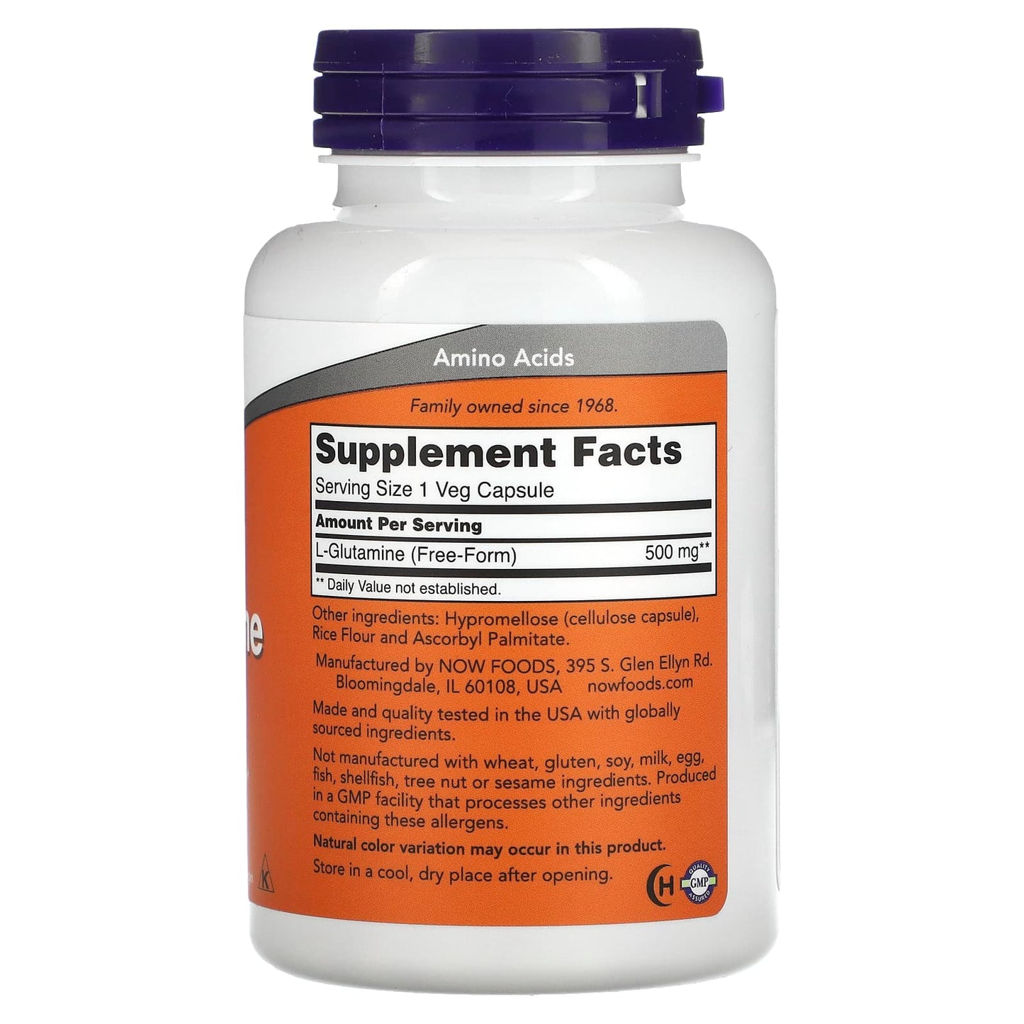 NOW Foods, L-Glutamine, 500 mg, 120 Veg Capsules - Image 2