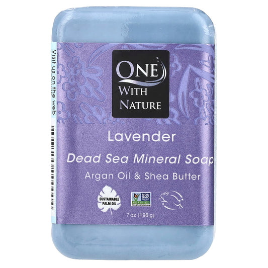 One with Nature, Dead Sea Mineral Soap Bar, Lavender, 7 oz (198 g) - Image 1