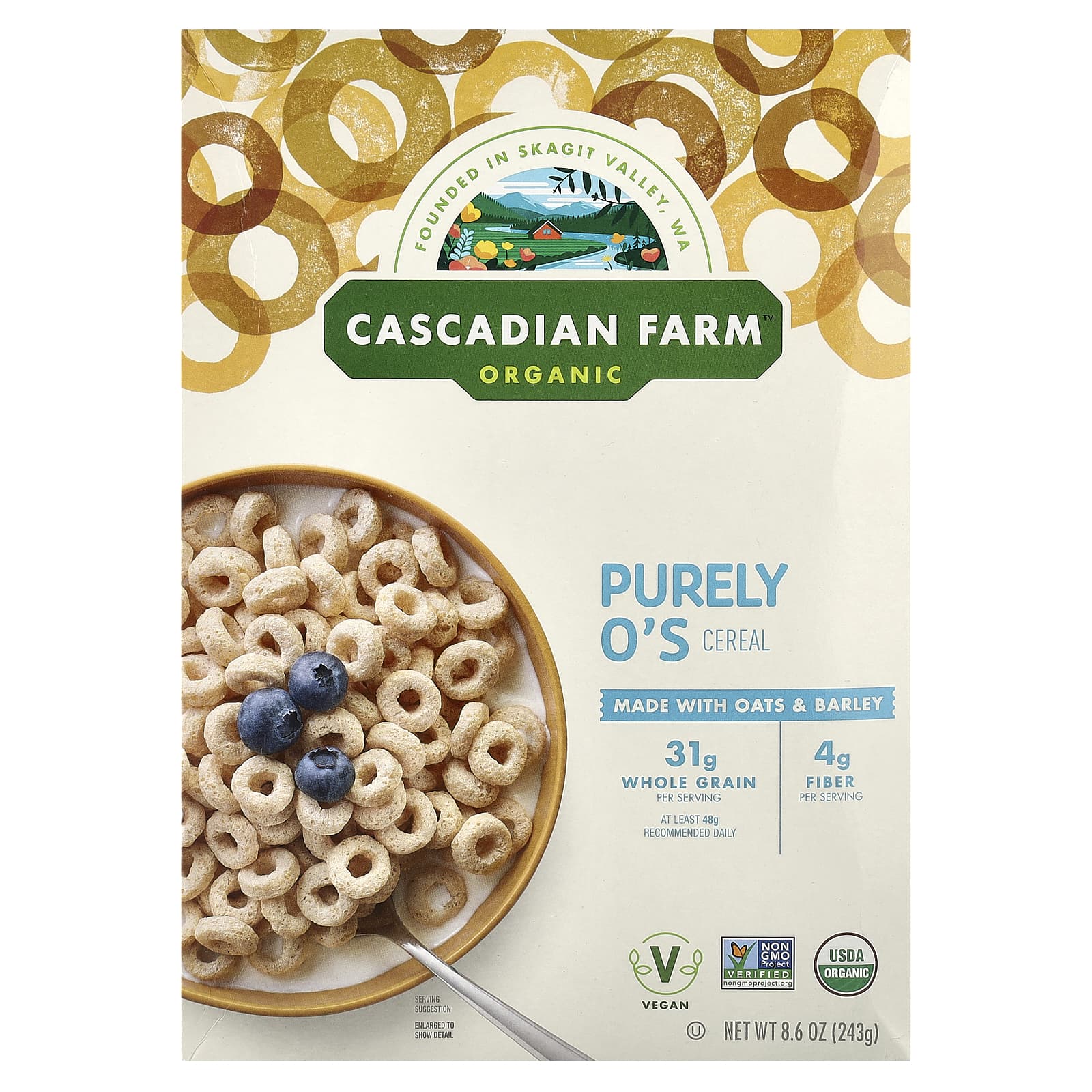 Cascadian Farm Organic Purely O's Cereal, 8.6 oz, USDA Organic, Vegan - Image 1