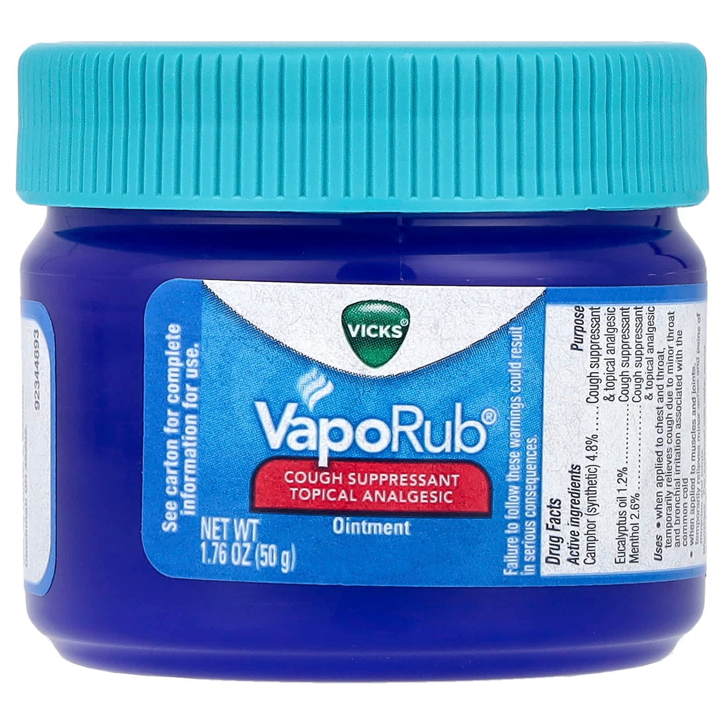 Vicks, VapoRub®, Cough Suppressant Topical Analgesic Ointment, 1.76 oz (50 g) - Image 1
