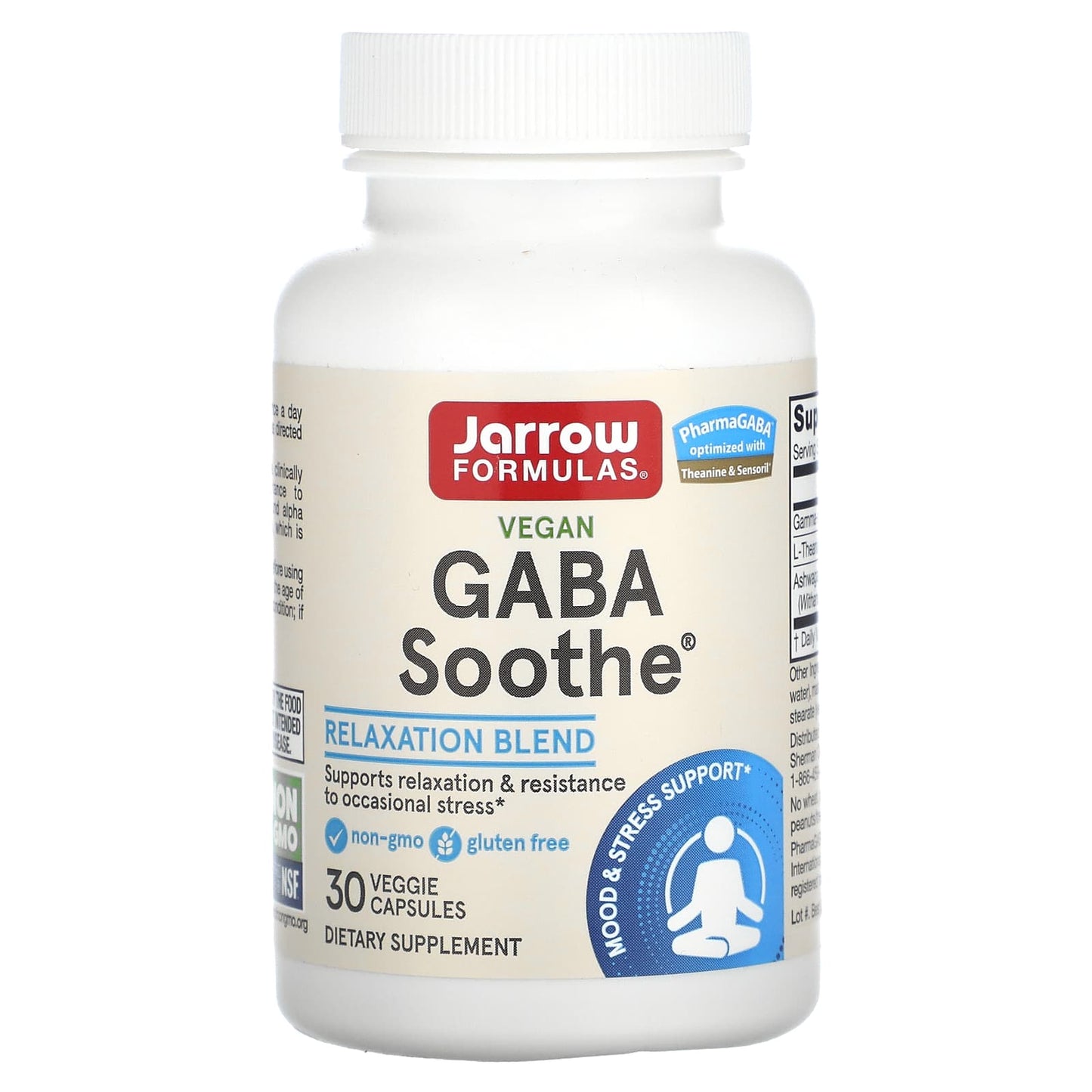 Jarrow Formulas GABA Soothe for Stress Relief & Relaxation, 30 Veggie Capsules - Image 1