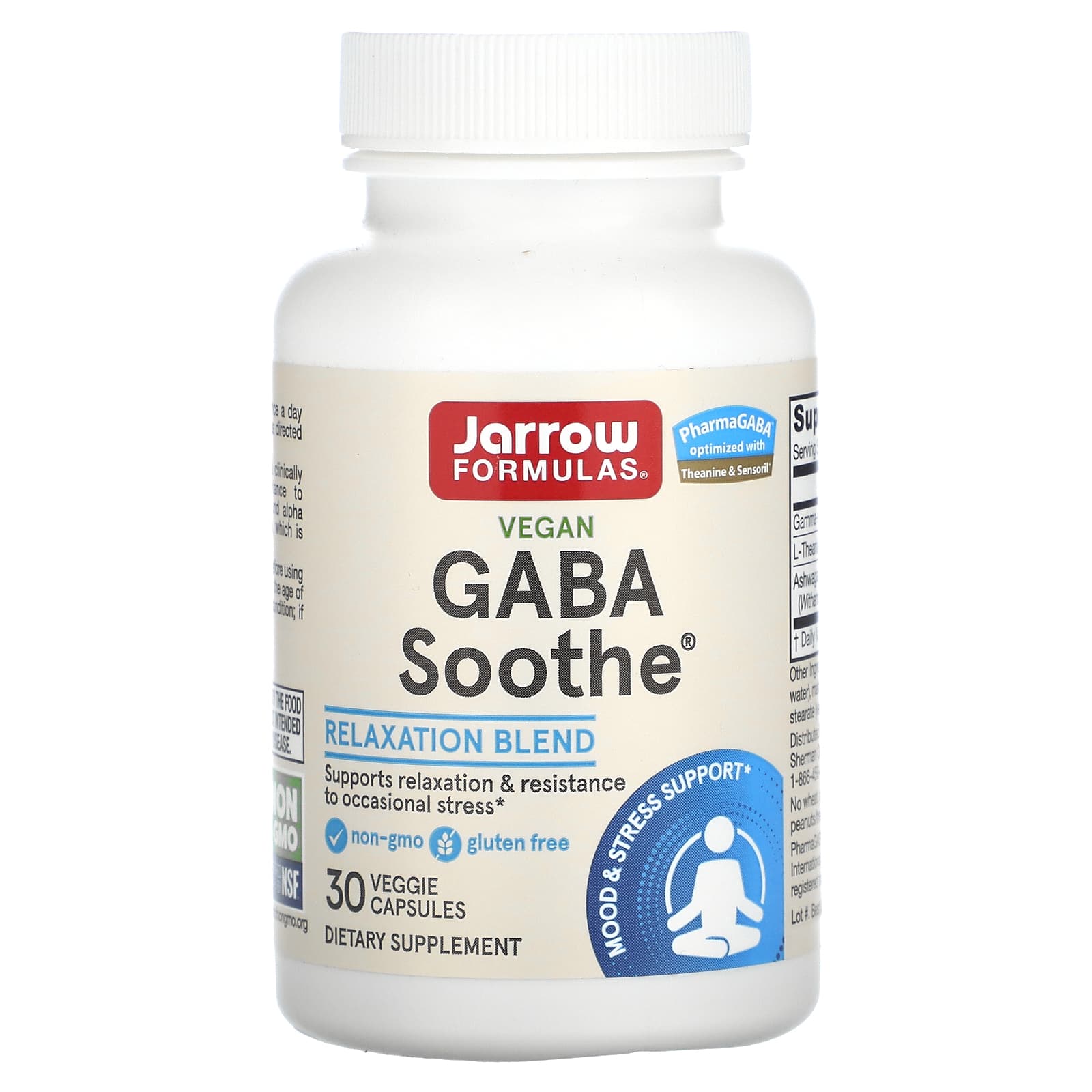 Jarrow Formulas GABA Soothe for Stress Relief & Relaxation, 30 Veggie Capsules - Image 1