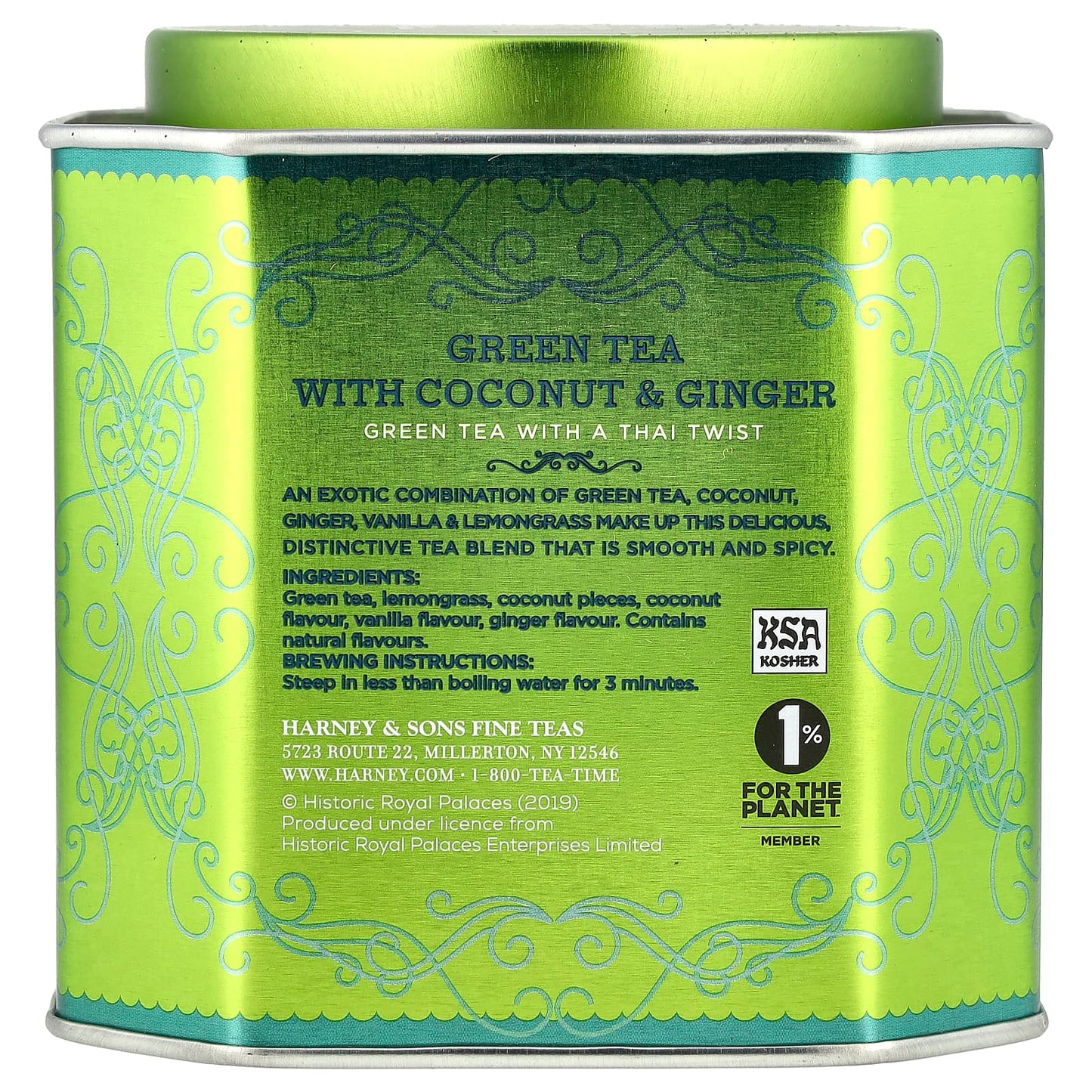 Harney & Sons Green Tea with Coconut, Ginger, and Vanilla - 30 Sachets - Image 2