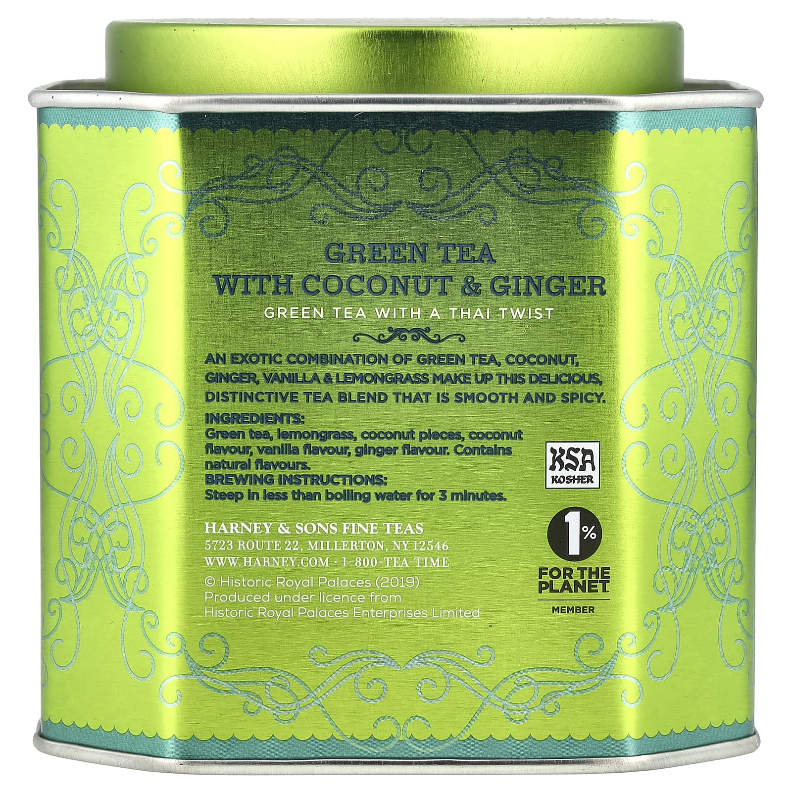 Harney & Sons Green Tea with Coconut, Ginger, and Vanilla - 30 Sachets - Image 2