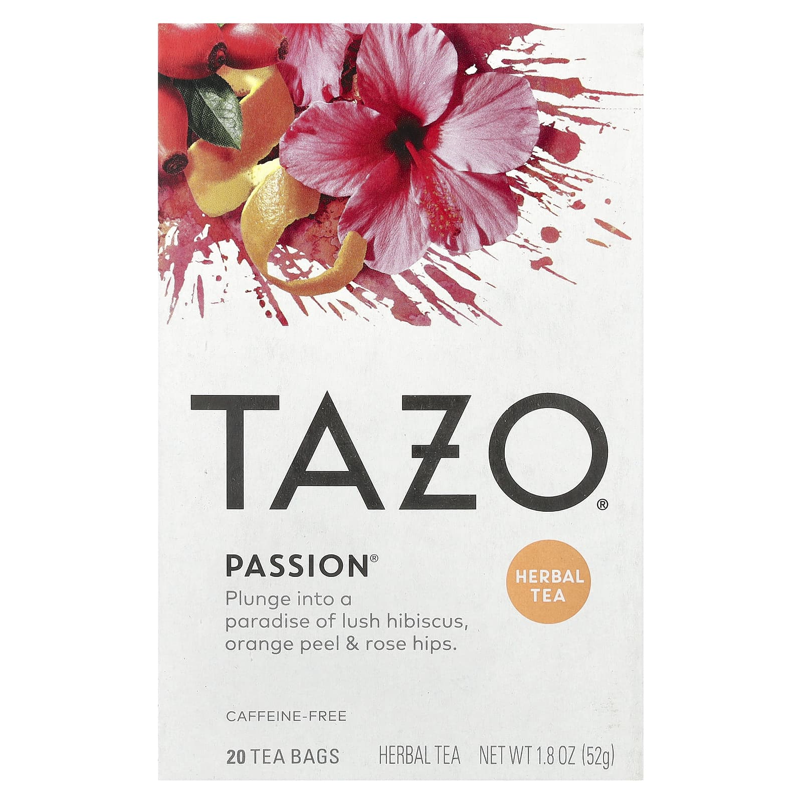 TAZO, Herbal Tea, Passion, Caffeine-Free, 20 Tea Bags, 1.8 oz (52 g) - Image 1