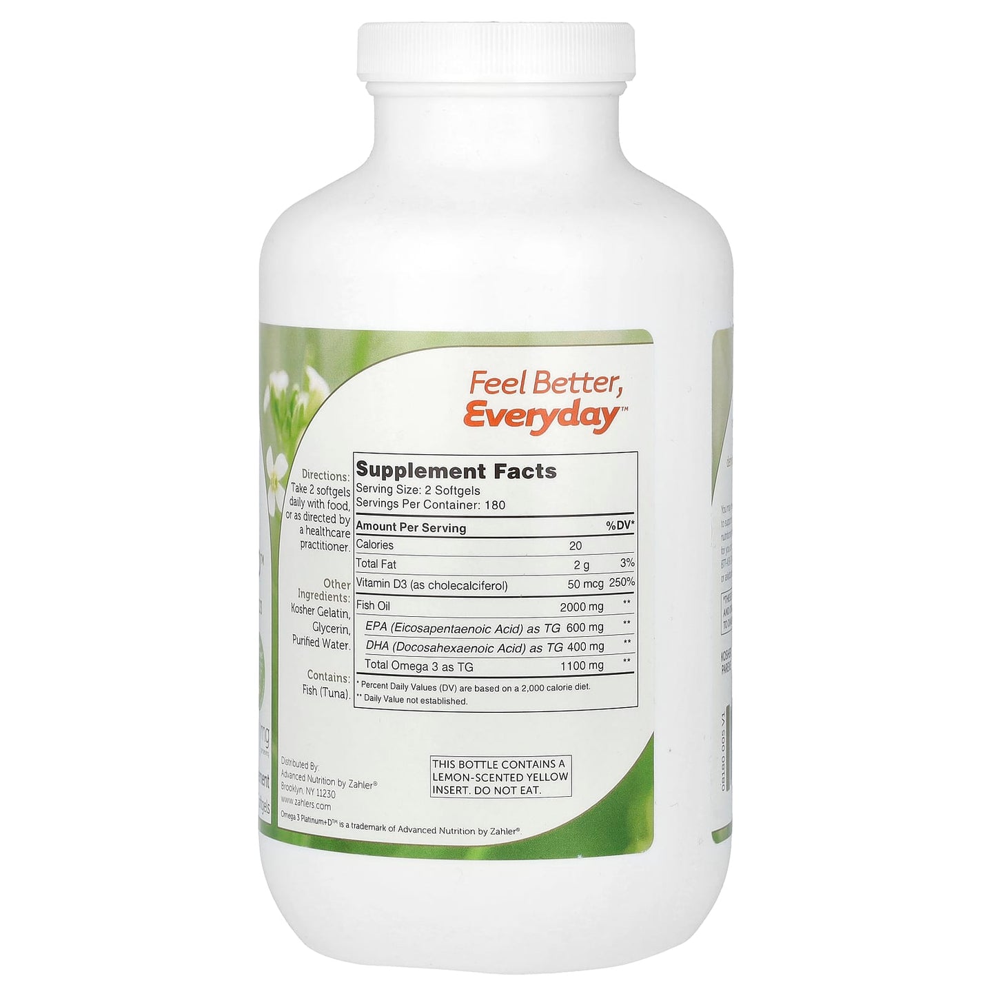 Zahler, Omega 3 Platinum+D, Advanced Omega 3 Fish Oil + Vitamin D3, 360 Softgels (1,000 mg per Softgel) - Image 2