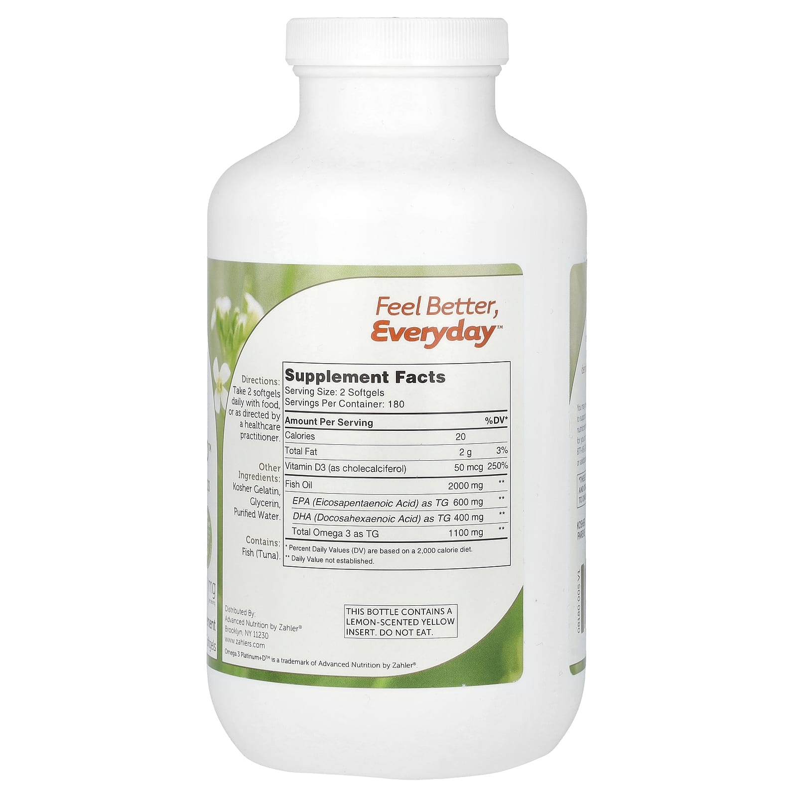 Zahler, Omega 3 Platinum+D, Advanced Omega 3 Fish Oil + Vitamin D3, 360 Softgels (1,000 mg per Softgel) - Image 2