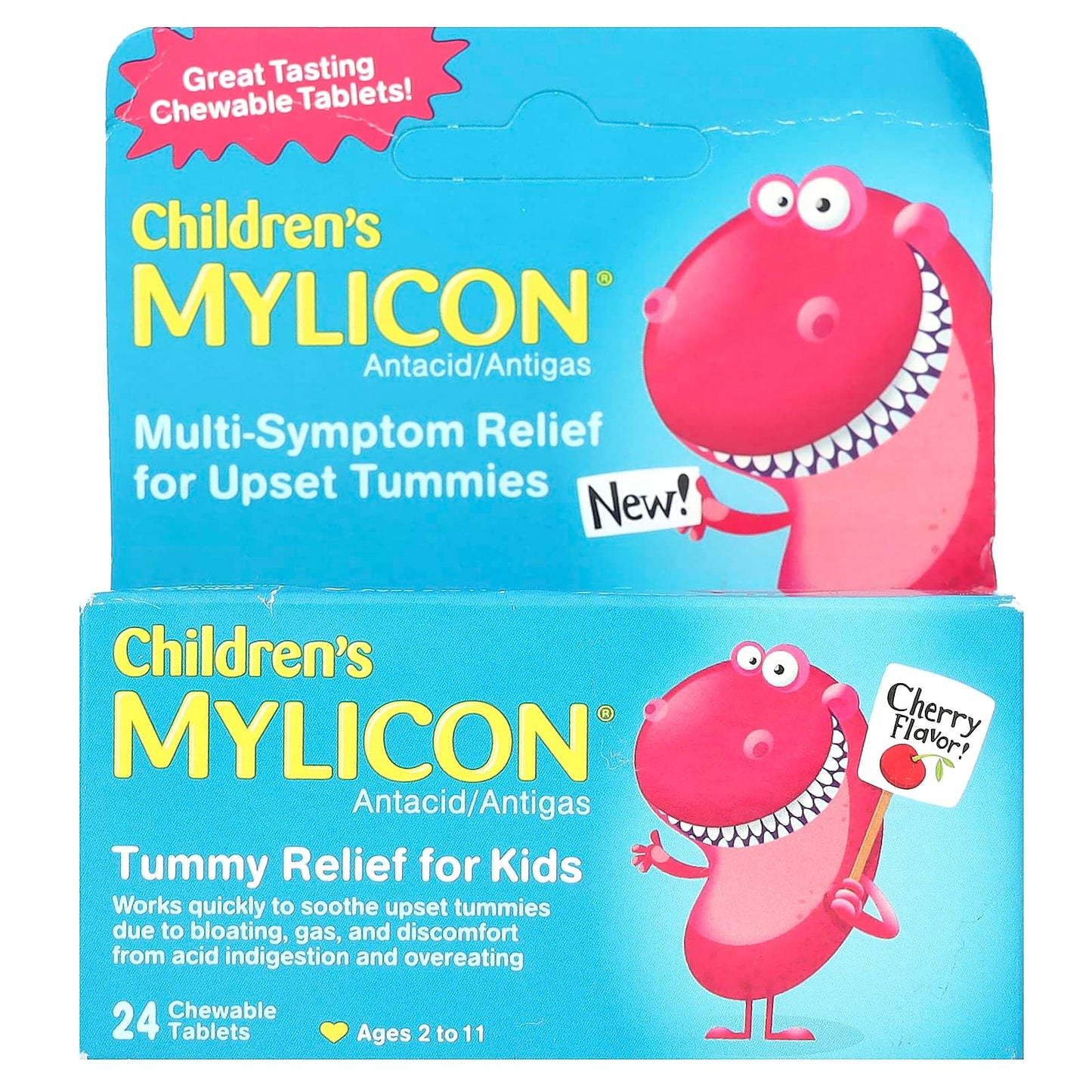 Children's Mylicon, Tummy Relief for Kids, Ages 2-11, Cherry, 24 Chewable Tablets - Image 1