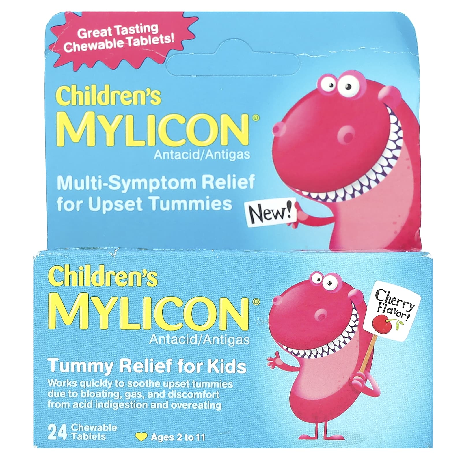 Children's Mylicon, Tummy Relief for Kids, Ages 2-11, Cherry, 24 Chewable Tablets - Image 1