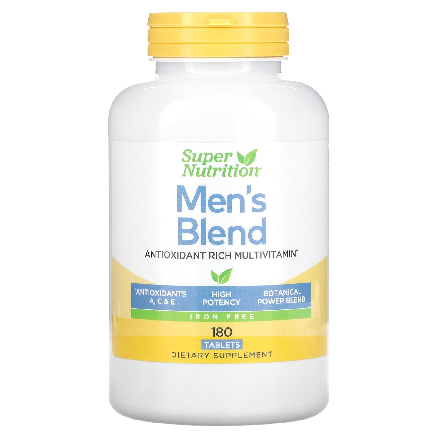 Super Nutrition, Men's Blend, Antioxidant-Rich Multivitamin Plus Whole Food Power Blend, Iron Free, 180 Tablets - Image 1