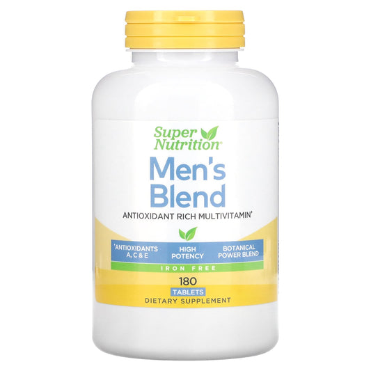 Super Nutrition, Men's Blend, Antioxidant-Rich Multivitamin Plus Whole Food Power Blend, Iron Free, 180 Tablets - Image 1