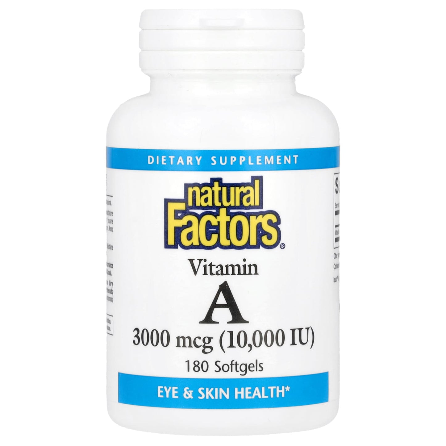 Natural Factors, Vitamin A, 3,000 mcg (10,000 IU), 180 Softgels - Image 1