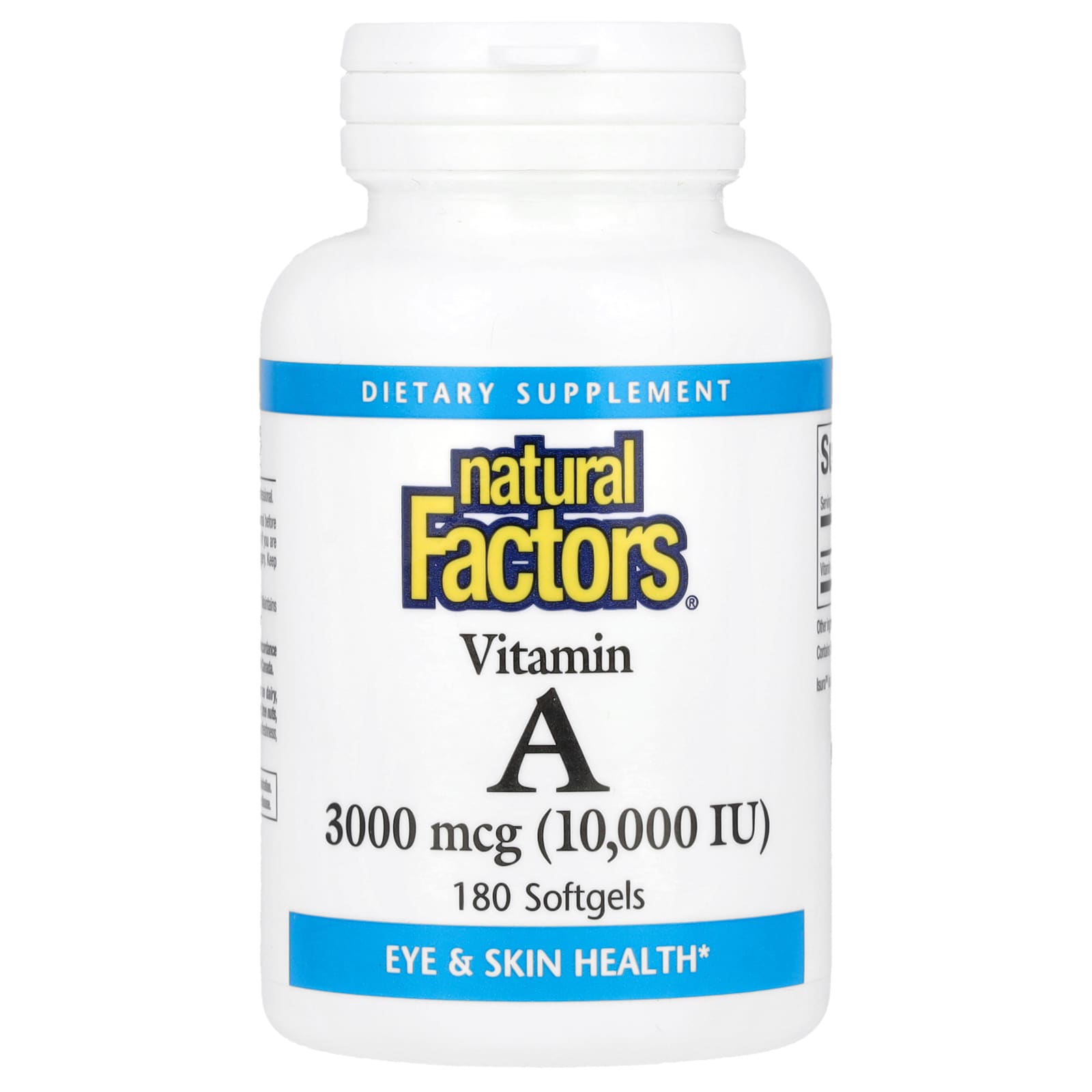 Natural Factors, Vitamin A, 3,000 mcg (10,000 IU), 180 Softgels - Image 1