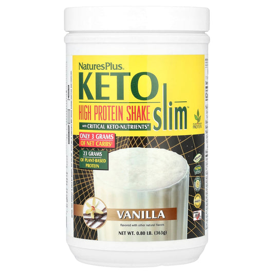 NaturesPlus, Keto Slim™, High Protein Shake, Vanilla, 0.8 lb (363 g) - Image 1