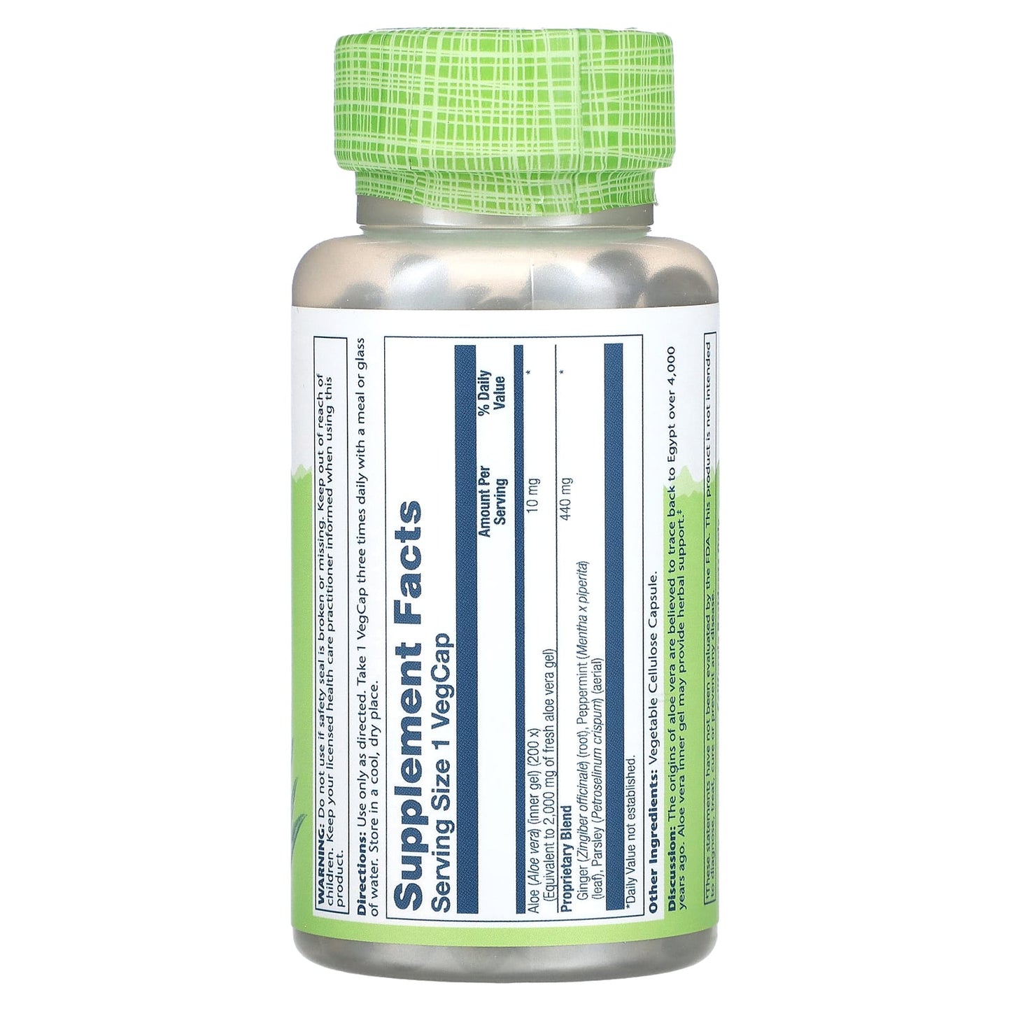 Solaray, True Herbs, Aloe Vera Gel, 10 mg, 100 VegCaps - Image 2