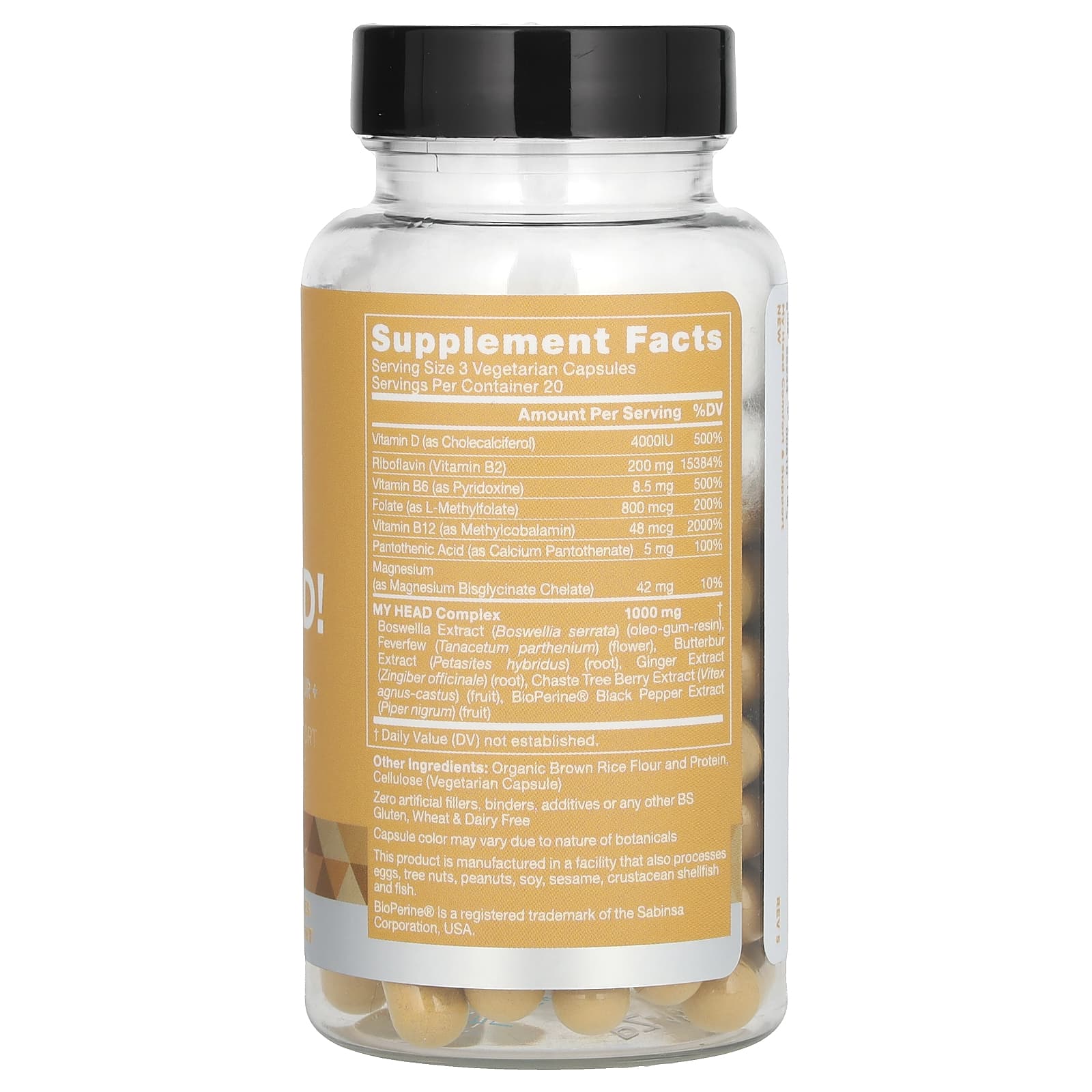 Eu Natural, My Head, Feverfew & Butterbur, 60 Vegetarian Capsules