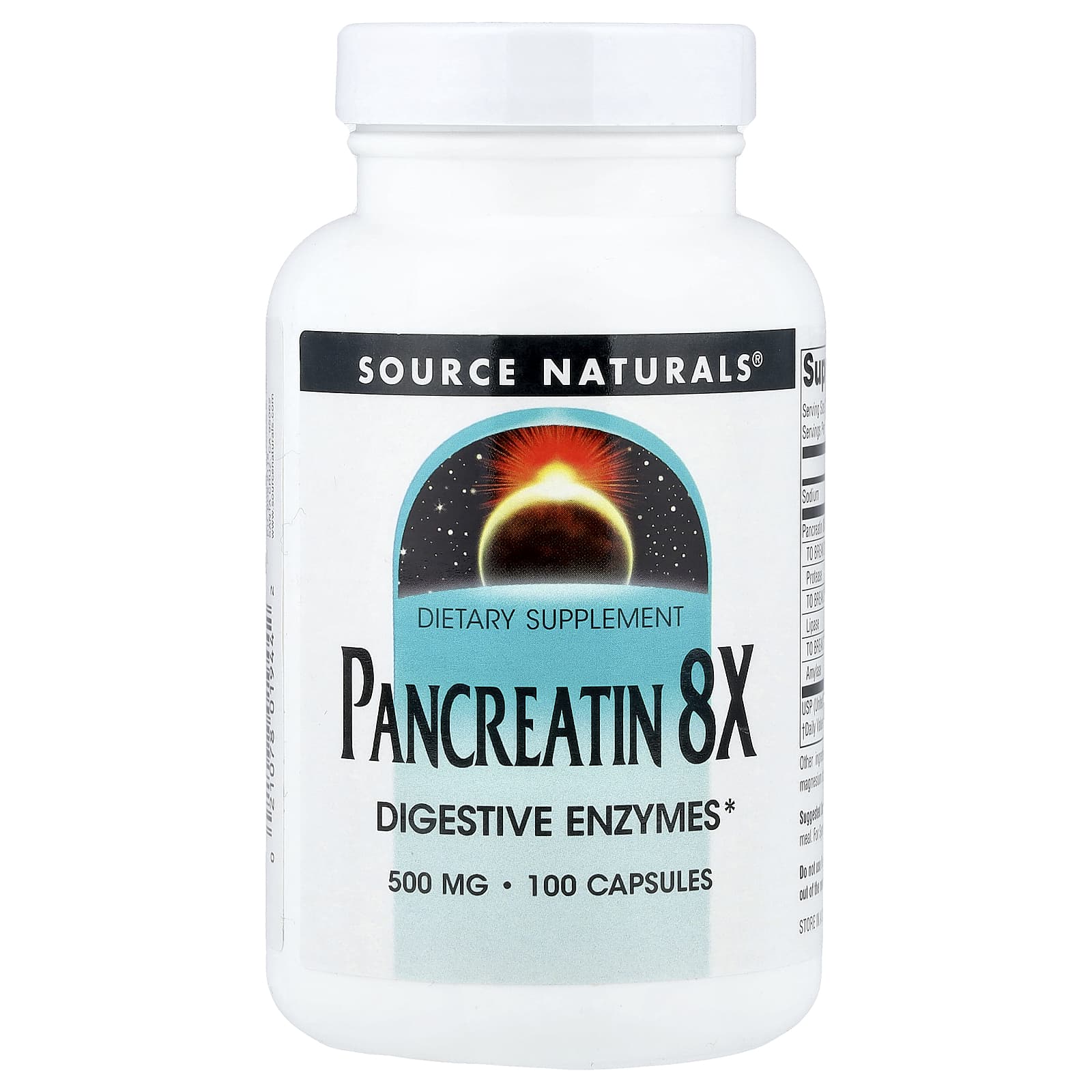Source Naturals, Pancreatin 8X, 100 Capsules - Image 1