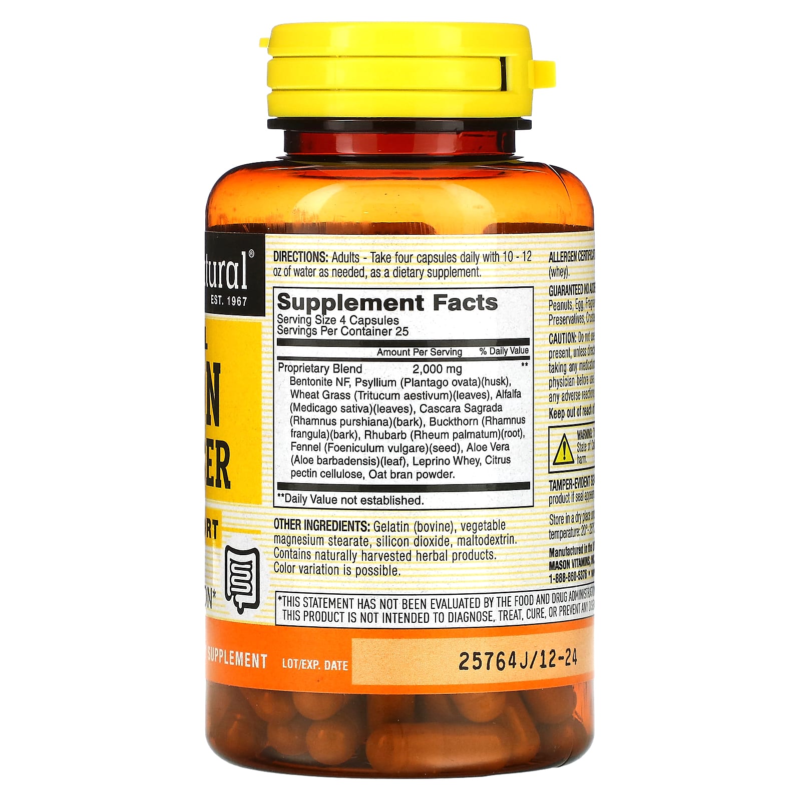Mason Natural, Herbal Colon Cleanser, 100 Capsules - Image 2