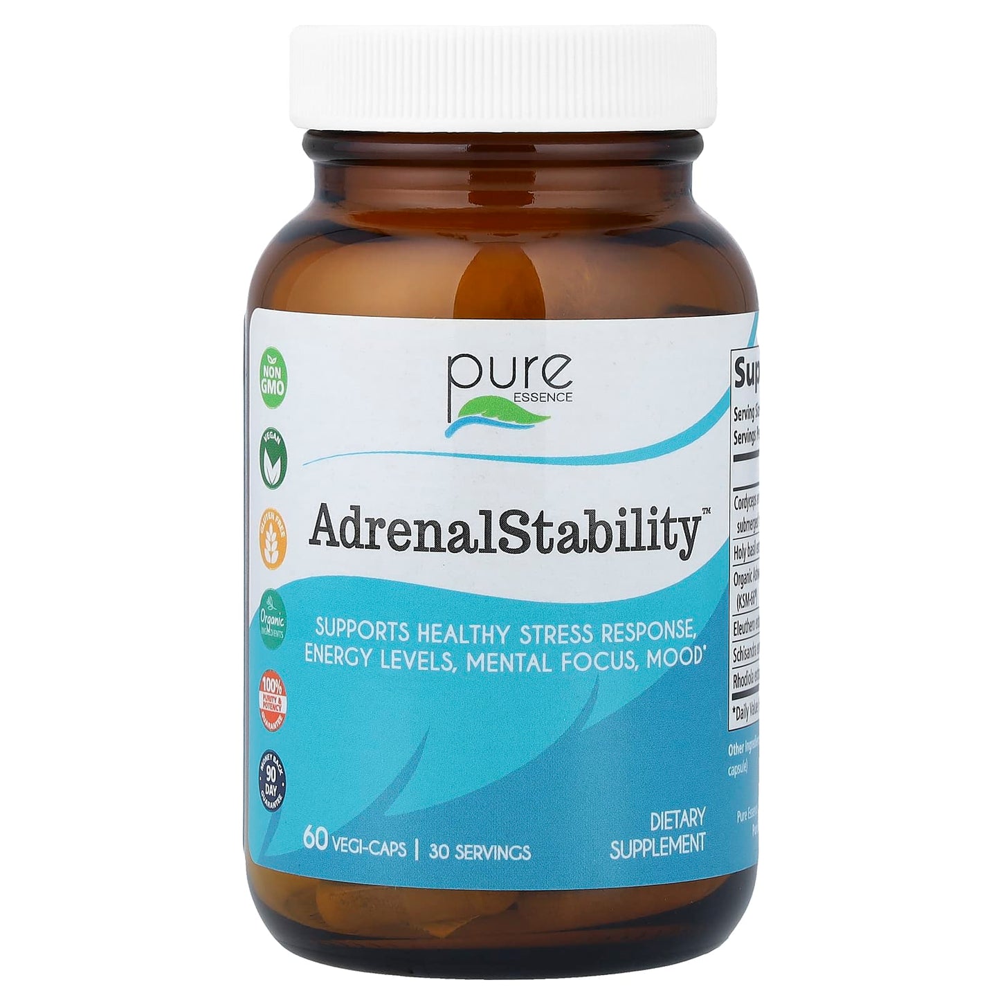 Pure Essence, AdrenalStability™, 60 Vegi-Caps - Image 1