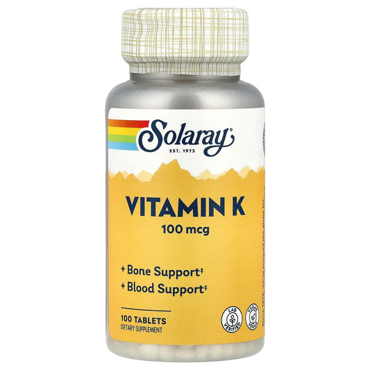 Solaray, Vitamin K, 100 mcg, 100 Tablets - Image 1