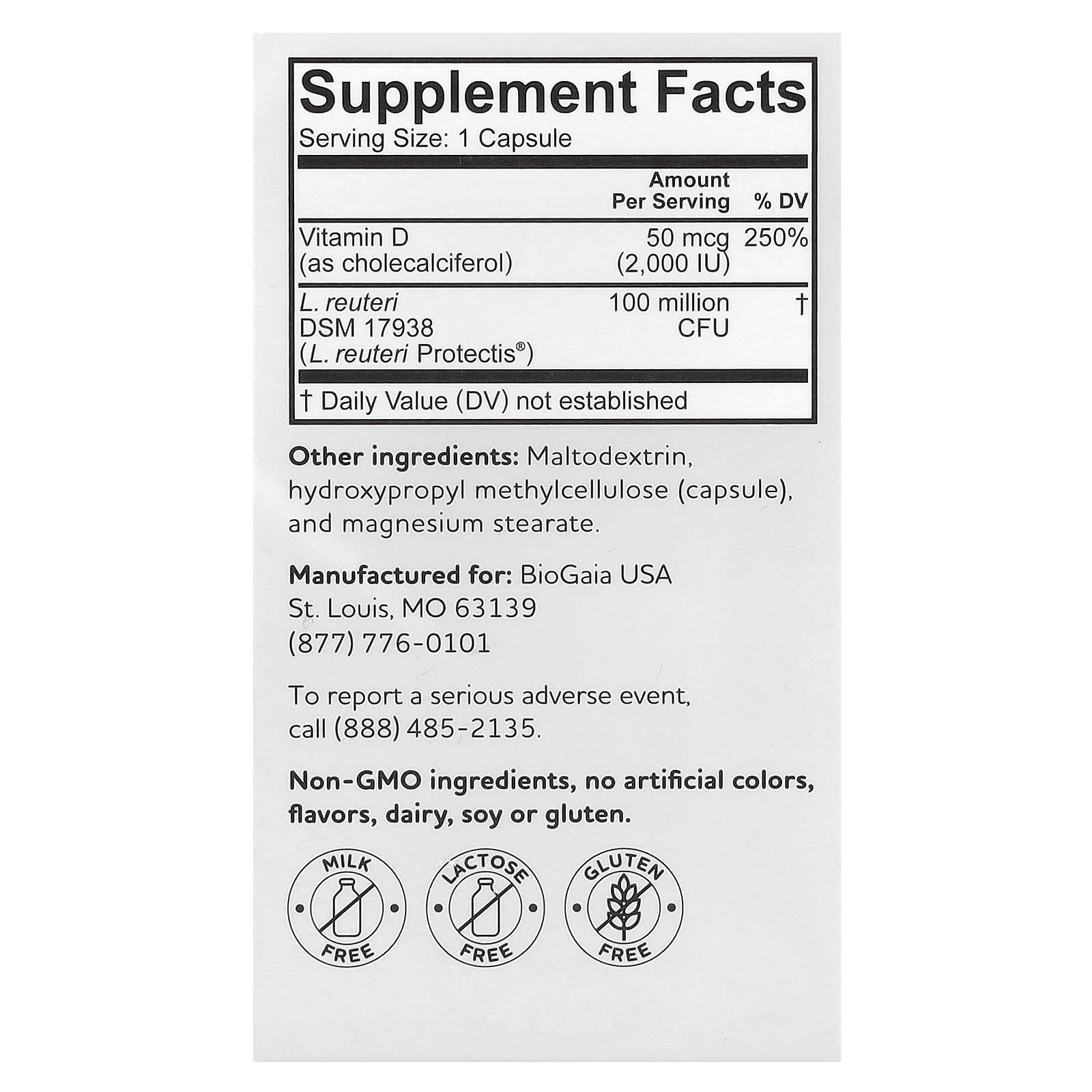 BioGaia Immune Support with L. Reuteri & Vitamin D3 Capsules - Image 2